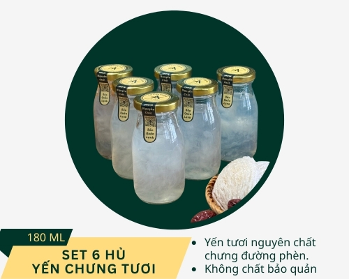 SET 6 HỦ YẾN CHƯNG ĐƯỜNG PHÈN 180 ML