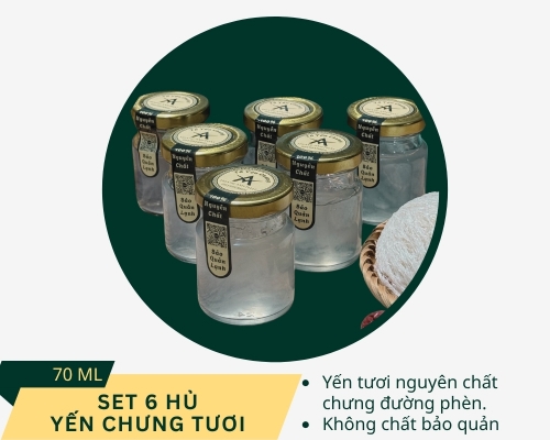 SET 6 HỦ YẾN CHƯNG ĐƯỜNG PHÈN 70 ML