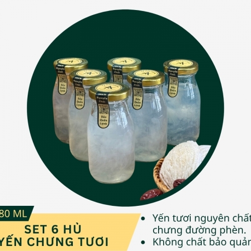 SET 6 HỦ YẾN CHƯNG ĐƯỜNG PHÈN 180 ML